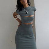 2025 M23DS613  women's clothing winter new solid color casual round neck sleeveless hollow tube top hip long dress