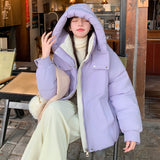 Russian down cotton jacket women's short winter 2025 new small hooded down cotton bread jacket