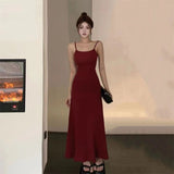 Hot Girl Elastic Sling Dress Women's Summer 2023 New Waist Slimming off-Shoulder Innerwear Bottoming Dress