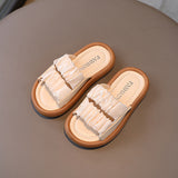 DEANWANGKT Summer New Girls Outer Wear Casual Sandals Korean Fashion Solid Color Lace Soft Bottom Slippers Sandals