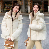 Russian down cotton jacket women's short winter 2025 new small hooded down cotton bread jacket