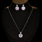 2025 Light luxury high-end zircon circle necklace earrings set personalized design sense fashion simple collarbone chain jewelry wholesale