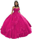 2025Popular, ,   new evening dress one-word shoulder bar mitzvah dress princess dress three-dimensional flower applique dress