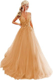 2025V-neck tulle ball dress lace applique long ball dress  new formal evening dress