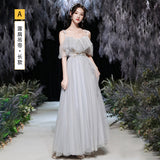 2025 Grey sister group bridesmaid clothes long and thin  new host evening dress women can usually wear bridesmaid clothes