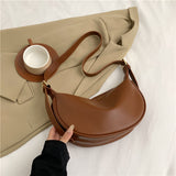 Soft Leather Large Capacity Fashion Simple Leisure Bag  Autumn and Winter New Versatile Korean Style Messenger Bag Dumpling Bag Trendy