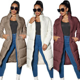 Europe and the United States cross-border 2025 winter women's foreign trade long cotton clothes women's fashion zipper solid color cotton clothes warm jacket