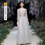 2025 Grey sister group bridesmaid clothes long and thin  new host evening dress women can usually wear bridesmaid clothes