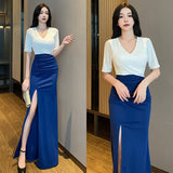 Nightclub Evening Dress Sexy Dress Long Dress Temperament KTV Glade Pedicure Work Clothes Bath Massage Workwear