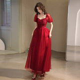 2025 Toast clothes Bridal women  new autumn and winter pregnant women return clothes Skinny burgundy wedding thank you banquet dress skirt