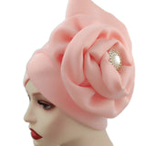 deanwangkt Solid African turban big flower design headtie cap for fashion women headwrap with badge