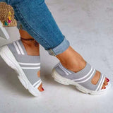 DEANWANGKT  Wish  Cross-Border plus Size Foreign Trade Women's Shoes Spring and Summer  New Knitted Platform Sports Sandals