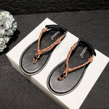 DEANWANGKT  Show Style Bends and Hitches Flip-Flops Casual Velcro Sandals Women's Shoes Outer Wear Flip-Flops Women's Sandals