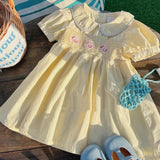 Girls' 2024 Summer Dress Baby Girls' Cotton Embroidery Little Duck Cute Princess Dress Baby Skirt