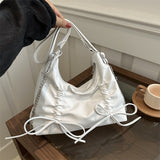 Soft Leather Large Capacity Bow Shoulder Bag Bags for Women  Spring New All-Matching Ins Underarm Dumpling Bag for Women