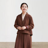 Skirt autumn and winter suit, new Chinese cotton clothes women's two-piece set, Hanfu Tencel ramie padded jacket skirt