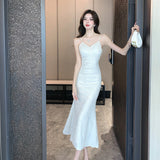 2025 Light luxury sequined fishtail suspender skirt, sexy backless hip dress, high-end national style birthday party dress dress dress
