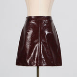 2025 spring  style Angola red retro high-end suit femininity elegant fashion patent leather two-piece set