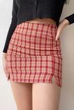 deanwangkt - Red Cara Plaid Skirt