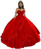 2025Popular, ,   new evening dress one-word shoulder bar mitzvah dress princess dress three-dimensional flower applique dress