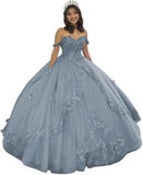 2025Popular, ,   new evening dress one-word shoulder bar mitzvah dress princess dress three-dimensional flower applique dress