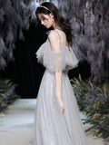 2025 Grey sister group bridesmaid clothes long and thin  new host evening dress women can usually wear bridesmaid clothes