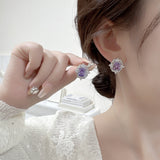 2025 light luxury exquisite zircon set, collarbone chain earrings, niche high-end square zirconium bridal necklace necklace jewelry