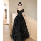 2025 Black evening dress skirt 2025 new banquet temperament high-end sense light luxury niche dinner host high-end  style