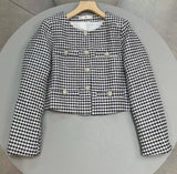 2025 Spot thousand bird grid sequined short top baby same jacket small fragrant wind diamond buckle embroidered small blazer