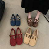 2025  Vintage Mary Jane Shoes Women's Flat popular Fall Andra Red Square Head T with Soft Soled Beanie Ladyshoes Granny Shoes