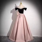 2025 Pink evening dress 2025 new one-word shoulder super fairy  satin princess dress birthday party art test dress dress dress