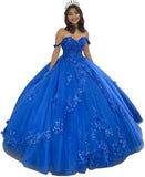 2025Popular, ,   new evening dress one-word shoulder bar mitzvah dress princess dress three-dimensional flower applique dress