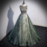 2025 Green evening dress women's  spring and summer new host's annual meeting sleeveless simple trend bel canto solo dress skirt