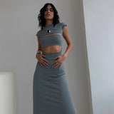 2025 M23DS613  women's clothing winter new solid color casual round neck sleeveless hollow tube top hip long dress