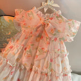 Girls' Dress 2024 Summer New Children's Fashion Floral Skirt Children Princess Dress Baby Fairy Skirt