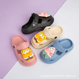 DEANWANGKT Soft Bottom Comfortable Spring and Summer Older Younger Child Closed Toe Half Slippers Summer Children Baby Cute Cartoon Slippers