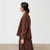 Skirt autumn and winter suit, new Chinese cotton clothes women's two-piece set, Hanfu Tencel ramie padded jacket skirt