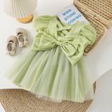 Girls' Summer Dress 2024 New Children's Korean Style Fashion Bowknot Skirt Baby Girl Fashionable Princess Dress