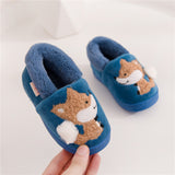 DEANWANGKT Boys and Girls Bag Heel Cartoon Fox Baby Fur Non Slip Cotton Slippers Winter Warm Children's Home Cotton Shoes