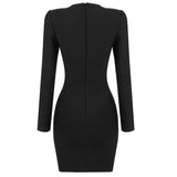 Design Shiny V-neck Rhinestone Slim Fit Slit Dress Niche Slimming Sheath Long Sleeve Bandage Dress Dress for Women