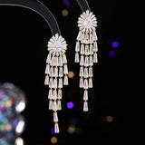 2025 High-end niche earrings  personalized fashion  elegant earrings 925 silver needle long fringed earrings women