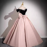 2025 Pink evening dress 2025 new one-word shoulder super fairy  satin princess dress birthday party art test dress dress dress