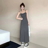 Hot Girl Elastic Sling Dress Women's Summer 2023 New Waist Slimming off-Shoulder Innerwear Bottoming Dress