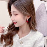 2025 New Popularan large pearl full zirconium round earrings women's s925 silver needle personality simple and versatile fashion temperament stud earrings