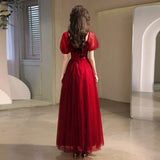 2025 Toast clothes Bridal women  new autumn and winter pregnant women return clothes Skinny burgundy wedding thank you banquet dress skirt
