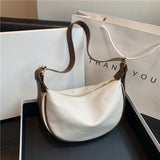 Soft Leather Large Capacity Fashion Simple Leisure Bag  Autumn and Winter New Versatile Korean Style Messenger Bag Dumpling Bag Trendy