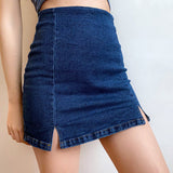 deanwangkt - Denim Split Skirt