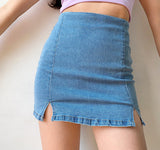 deanwangkt - Denim Split Skirt