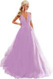 2025V-neck tulle ball dress lace applique long ball dress  new formal evening dress