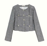 2025 Spot thousand bird grid sequined short top baby same jacket small fragrant wind diamond buckle embroidered small blazer